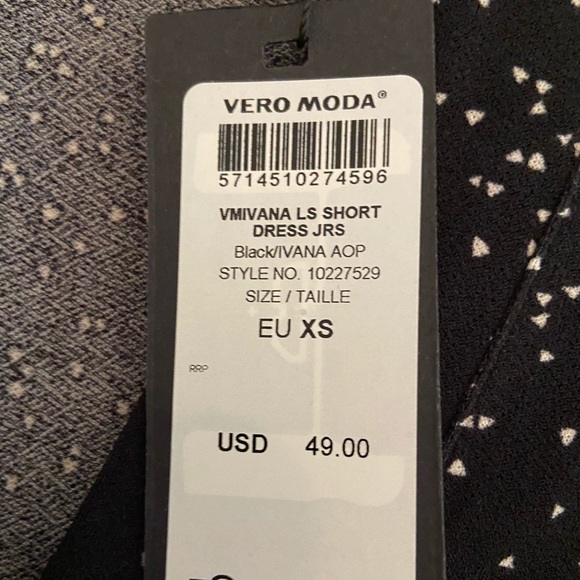 VERO MODA Printed Faux-wrap Dress In Black/ivana Print- NEVER WORN - Picture 2 of 4